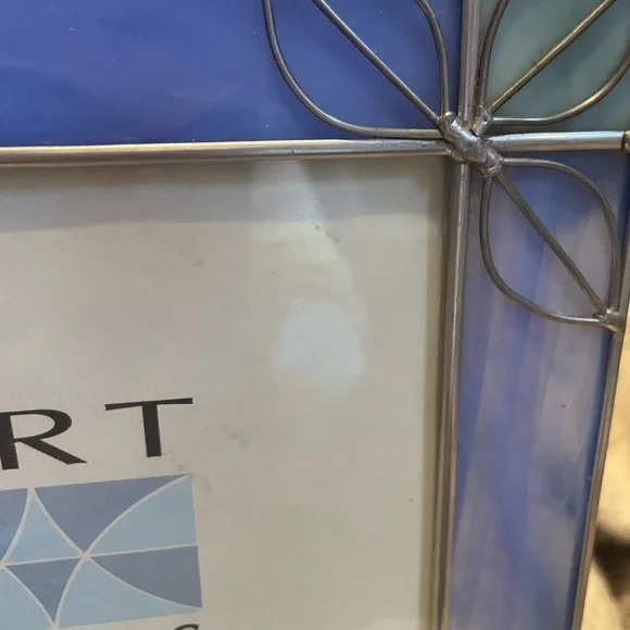 MALDEN Elegant 5x7 Stained Glass Frame, Handmade with metal/glass, blues/silver - Picture 3 of 10